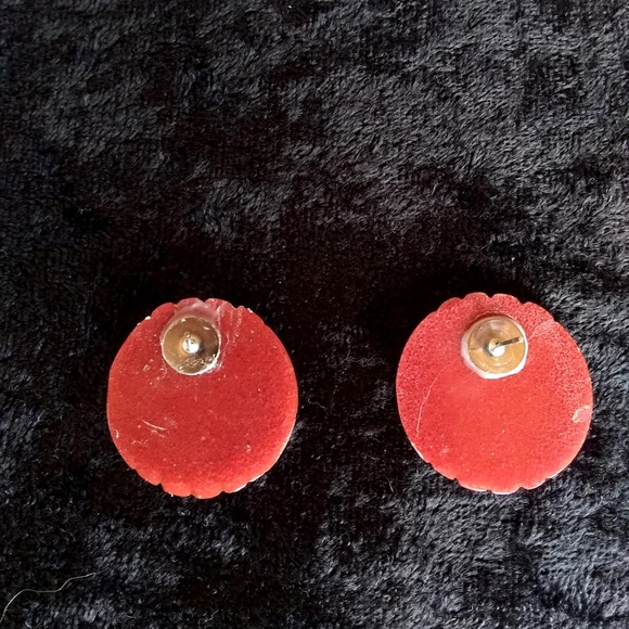 Vintage Karla Jordan - Red Limestone Earrings - Picture 4 of 4